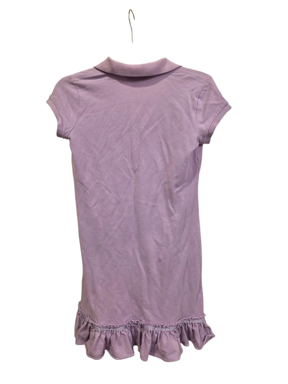 RALPH LAUREN Lilac Cotton Ruffle Hem Polo Shirt Dress - Size XL (16)